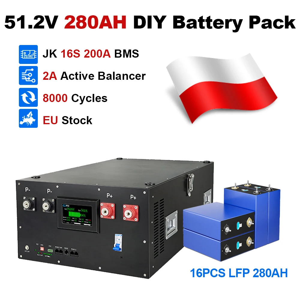 Pre-order 48V 320Ah LiFePO4-batterijsysteem JK BMS, CATL 314Ah-cellen 16KWH 320AH Hoogefficiënte balancer voor opslag van zonne-energie