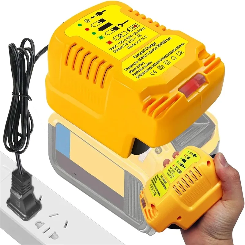 Mini Compact Battery Charger for Makita/Dewalt/Milwaukee/Bosch 18V Lithium Battery Portable Fast Charger with LED Light