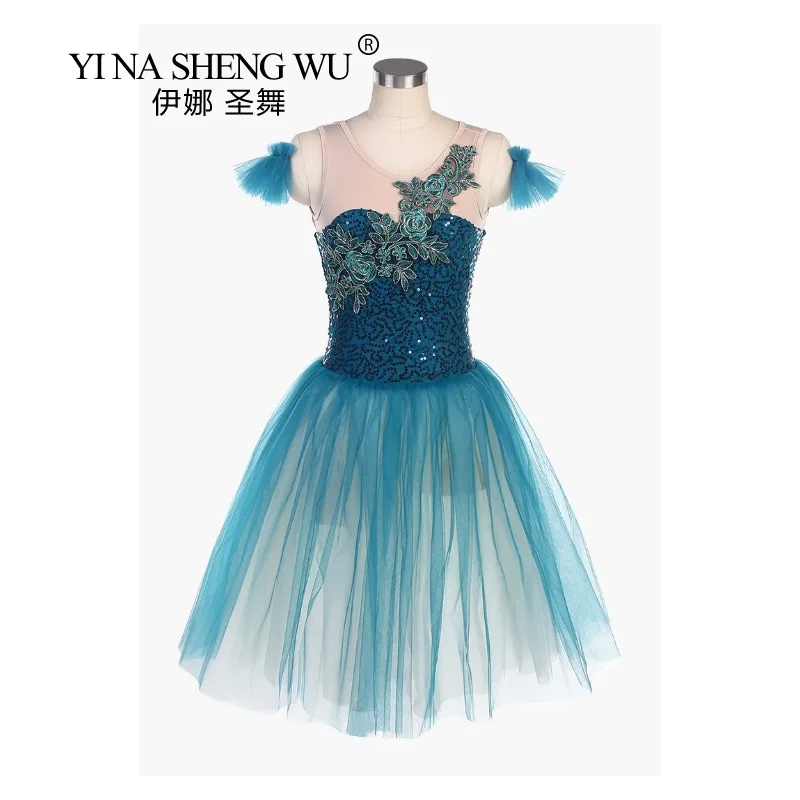 children's-professional-ballet-performance-dress-long-skirt-with-navy-blue-sequins-fluffy-skirt-adult-ballet-skirt