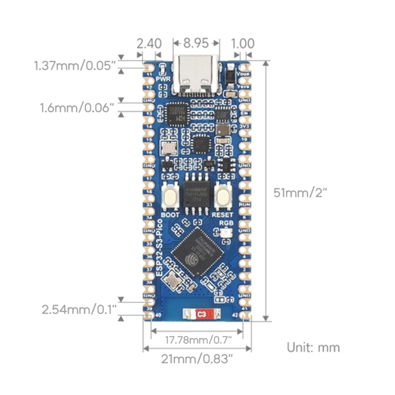 ESP32-S3 płyta rozwojowa mikrokontrolera ESP32-S3R2 główny układ 2.4GHz Wi-Fi i Bluetooth-compatible5 spawane