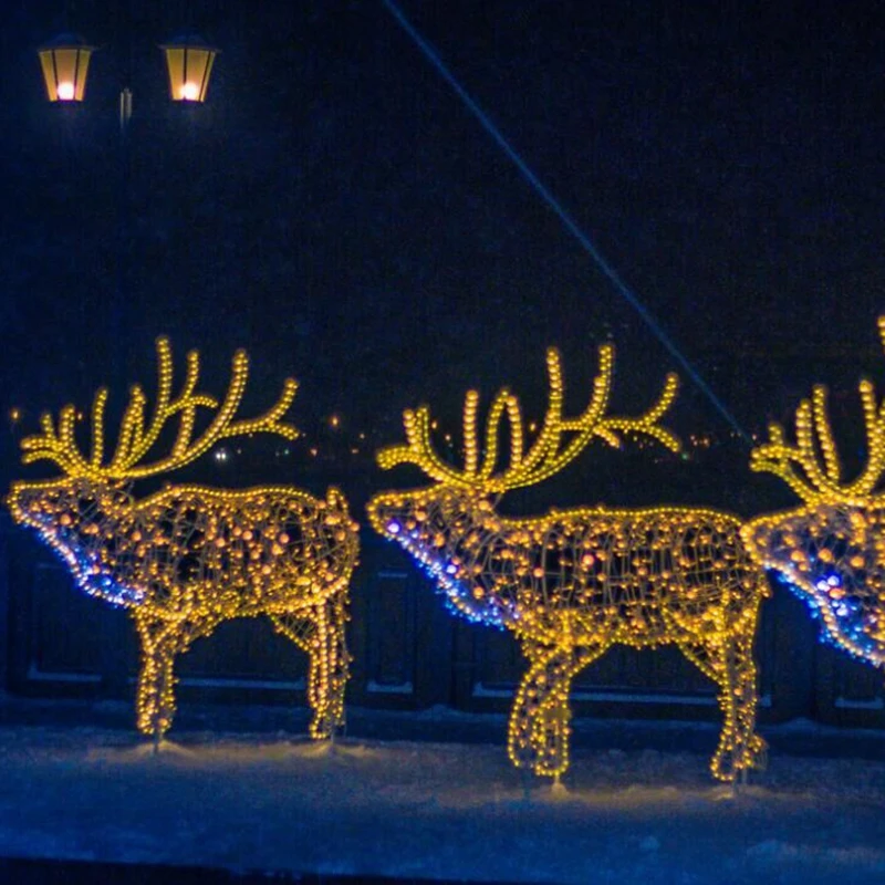 

Custom. Led Reindeer Sculpture lighting decoration Plaza Street Light 3d Street Led Motif Light Luminous