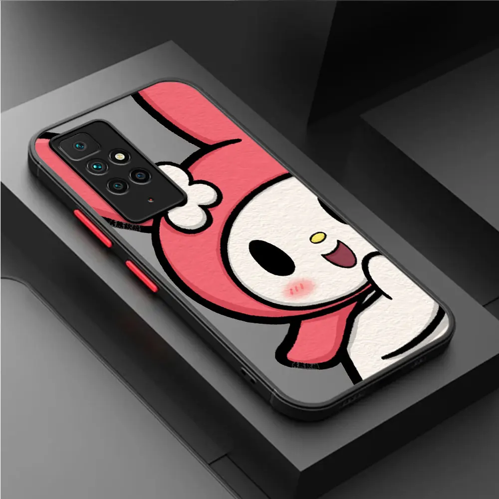 Matowy pokrowiec na telefon Xiaomi Redmi Note 11 Pro Plus 10 12 9S 12S K40 10C 9 9C 9A 11S 9i A1 Black Funda Anime Kuromi My Melody