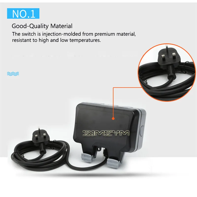 Outdoor Waterproof Socket IP66, Double 13A Switched Mains Socket  Weather‑Resistant Wall Power Outlet for Garden Patio Courtyard