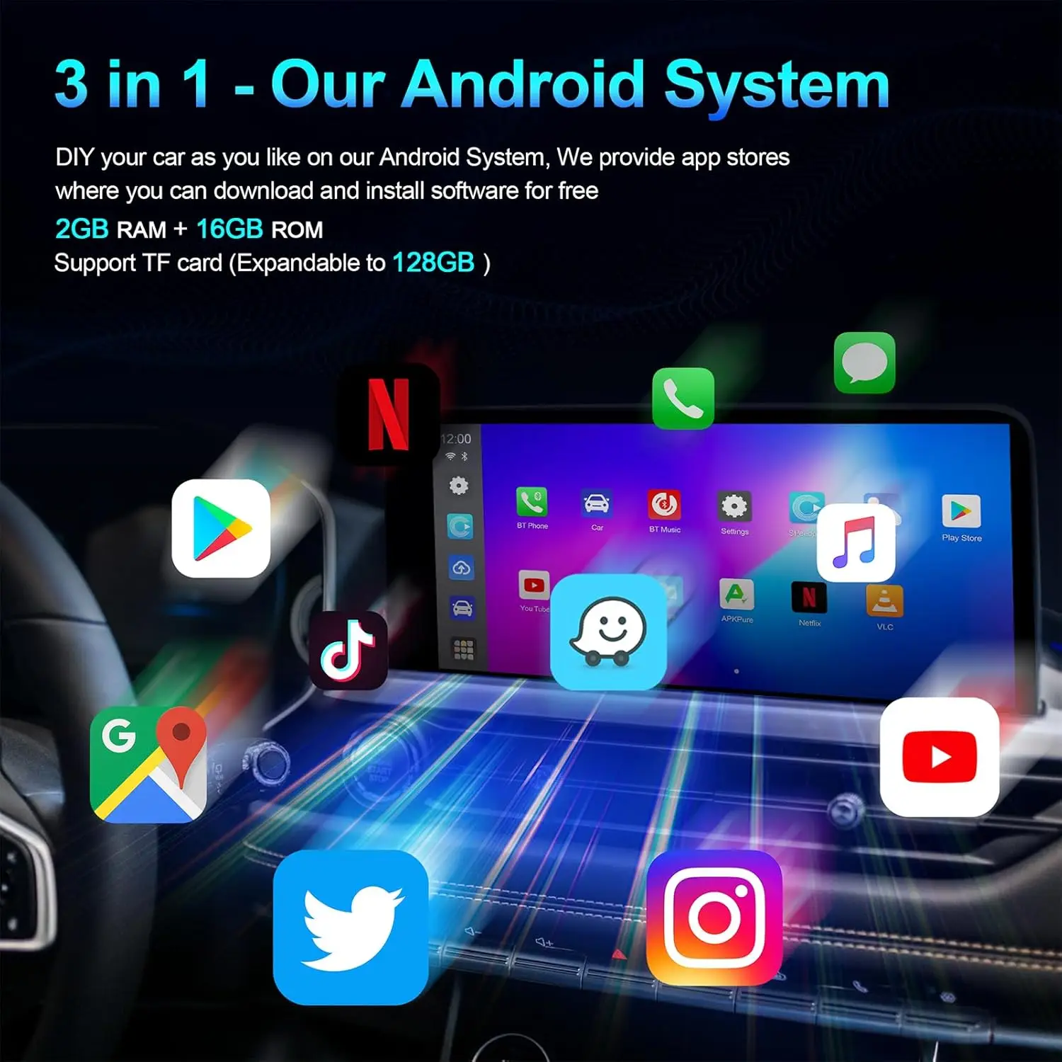 محول CarPlay اللاسلكي 3 في 1، صندوق CarPlay AI لهاتف iPhone iOS 9+، WiFi، التوصيل والتشغيل، يدعم YouTube، Netflix، Google، TF Card