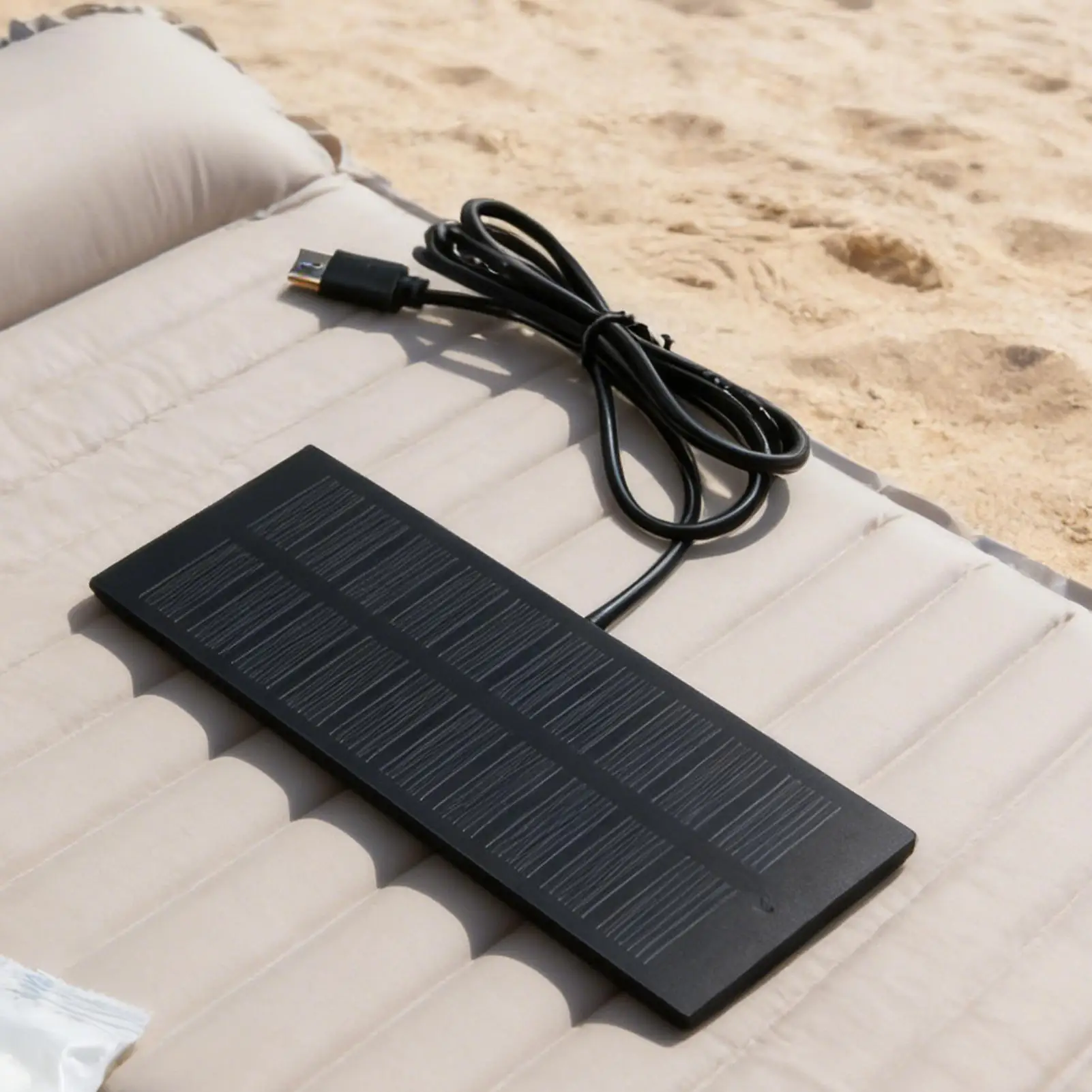 5W 5V Solar Panel Charger With Type-C Output Emergency Power System Lightweight For Mobile Phones Battery, Light, Curtain, fan view 2