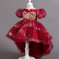 Children's Dresses Elegant Party Dresses For Girls Birthday Dress Flower Girl Dresses Kids Tailed Wedding Dress Princess Costume