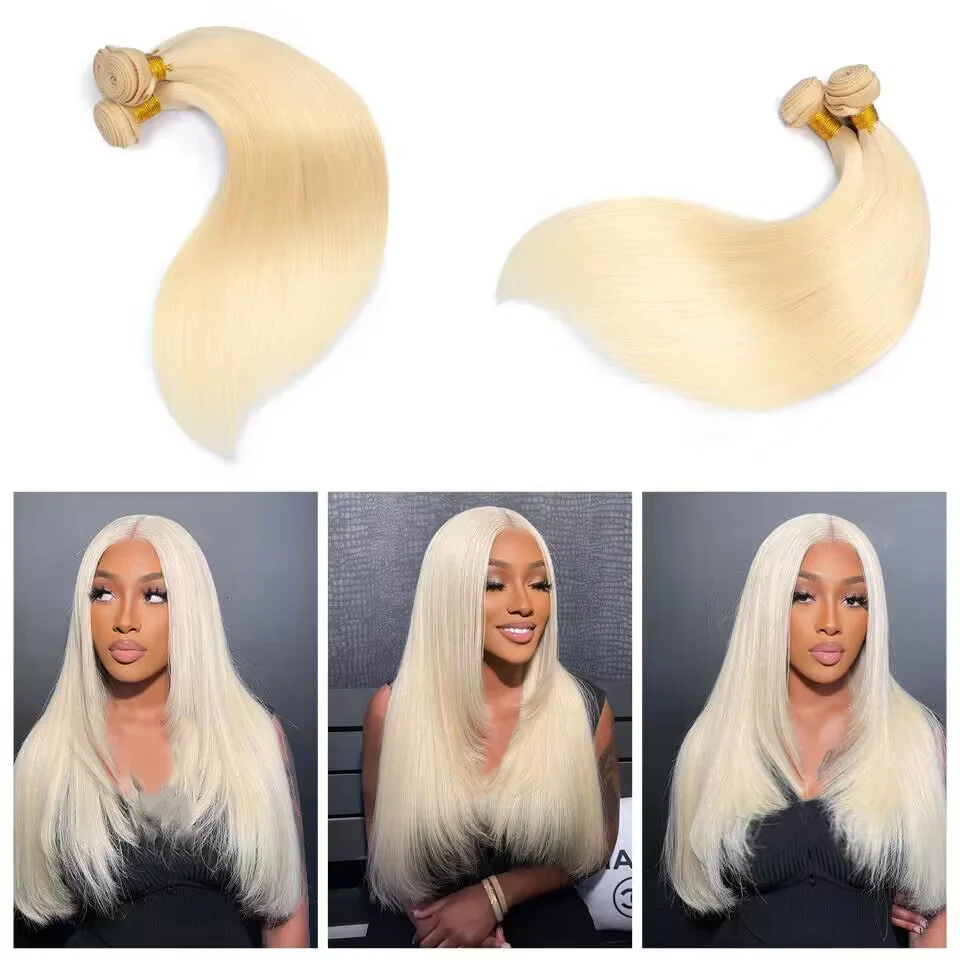 30 32 inch Blonde Human Hair Bundles 613 Straight Human Hair Bundles Brazilian Remy Hair Weave Extensions for Women Can be Dyed