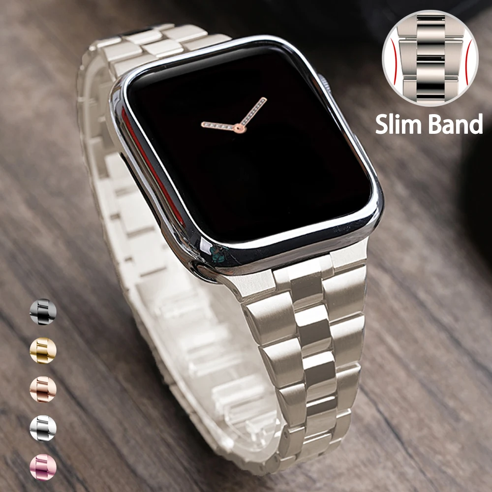 Women Slim Bracelet For Apple watch 8 Ultra 49mm 40mm 38 42 41 45mm Stainless Steel Band For iWatch SE/6/5 7 Luxury Metal Strap 