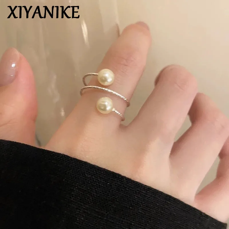 

XIYANIKE Multi Layer Imitation Pearl Adjustable Rings For Women Fashion New Jewelry Accessories Gift Party Wedding кольца
