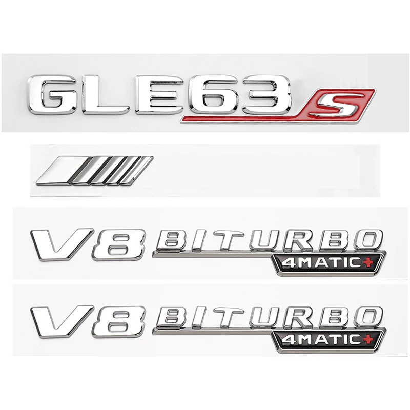 Letras GLE43 GLE53 GLE63 GLE63S V8 Biturbo 4matic + emblema para Mercedes Benz, AMG carro lateral tronco traseiro W166 W167 Logo Sticke, 2017