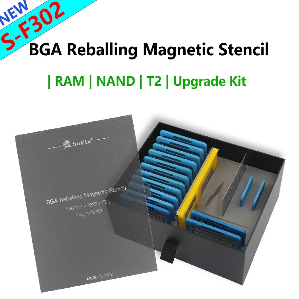 Sofix S-F302 BGA Resoldering Bga Stencils Set for Railing for Solder Balls for BGA Chips Including NAND RAM and T2 Stencils