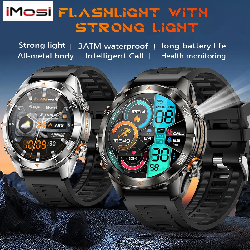 

3ATM уличные умные часы для мужчин 515 мАч светодиодный фонарик SmartWatch Bluetooth вызов пульсометр IP68 спортивные умные часы для Huawei xiaomi