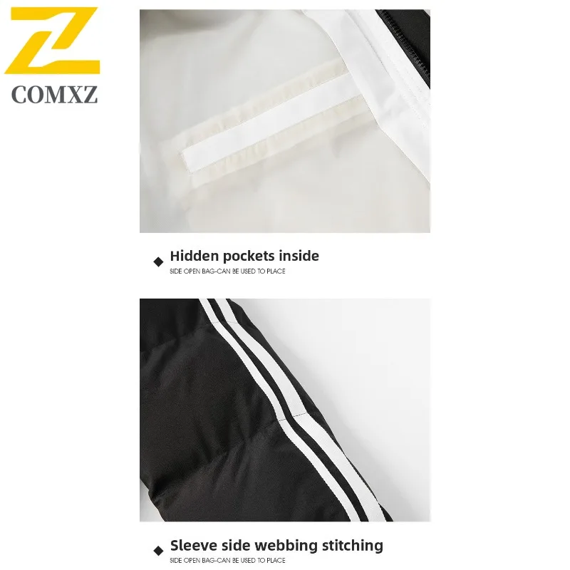 COMXZ 2025 Autumn Winter Sherpa Lined Baseball Jacket Mens Womens Stand Collar Thickened Cotton Outdoor Fashion Coat