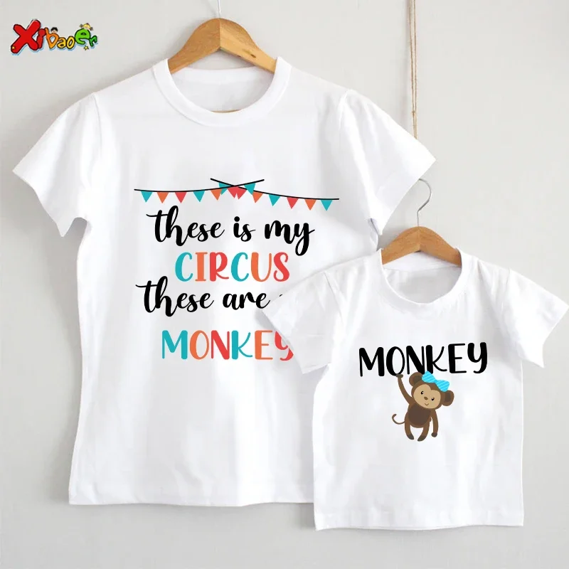 Mother Days Gifts Tshirt Family Matching T Shirt Outfits Monkey Mommy and Me Mother Daughter Matching Clothes Tees Baby Rompers 3