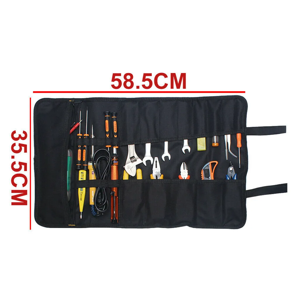 Large Capacity Tool Bag Professional Multi Pocket Oxford Foldable Roll UP Tools Pouch For Electrician Worker Hardware Storage