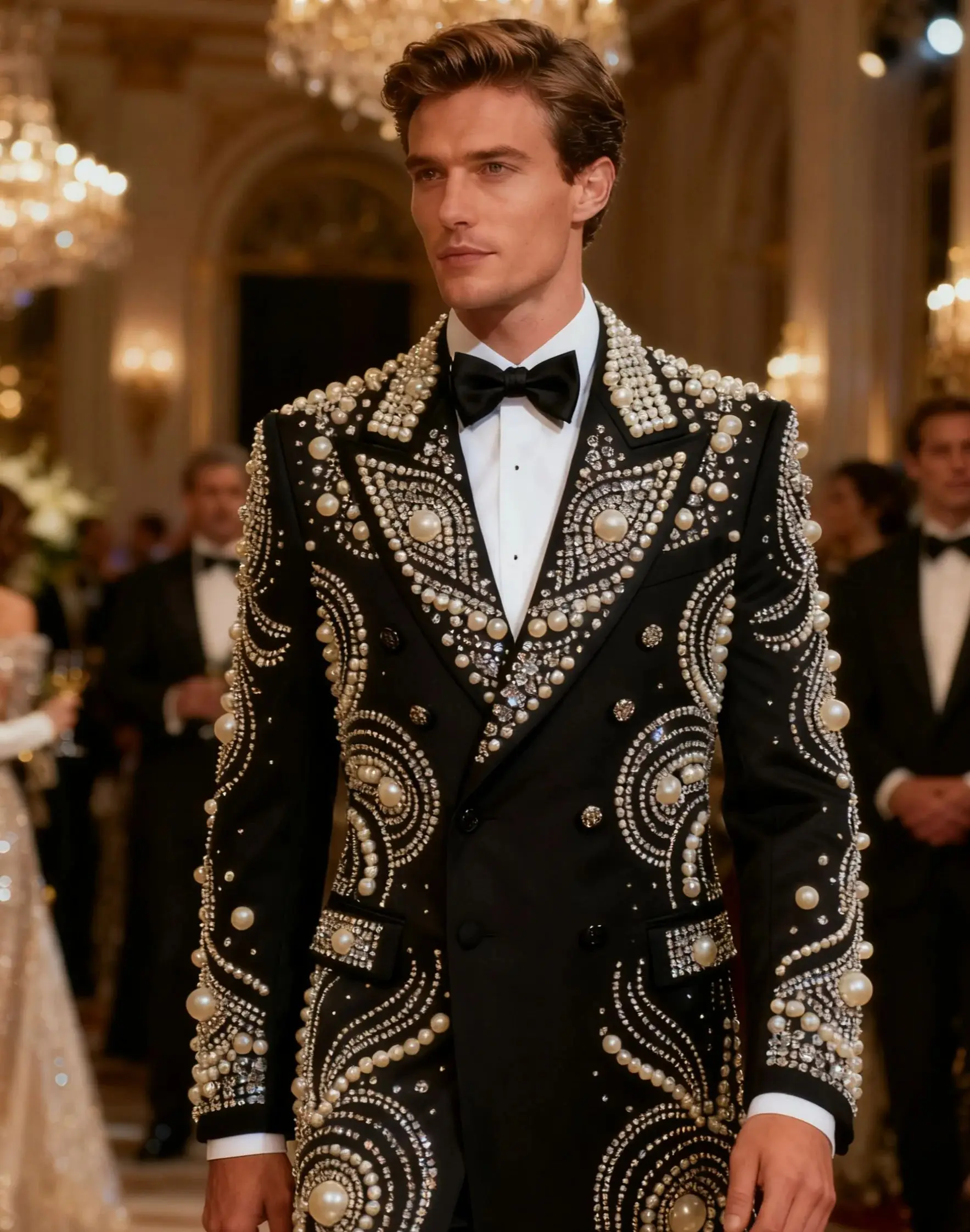 

Длинное пальто Брюки Мужские костюмы Индивидуальные облегающие свадебные смокинги Комплекты из 2 предметов Жених Мужские пиджаки Блестящие стразы Ropa hombre