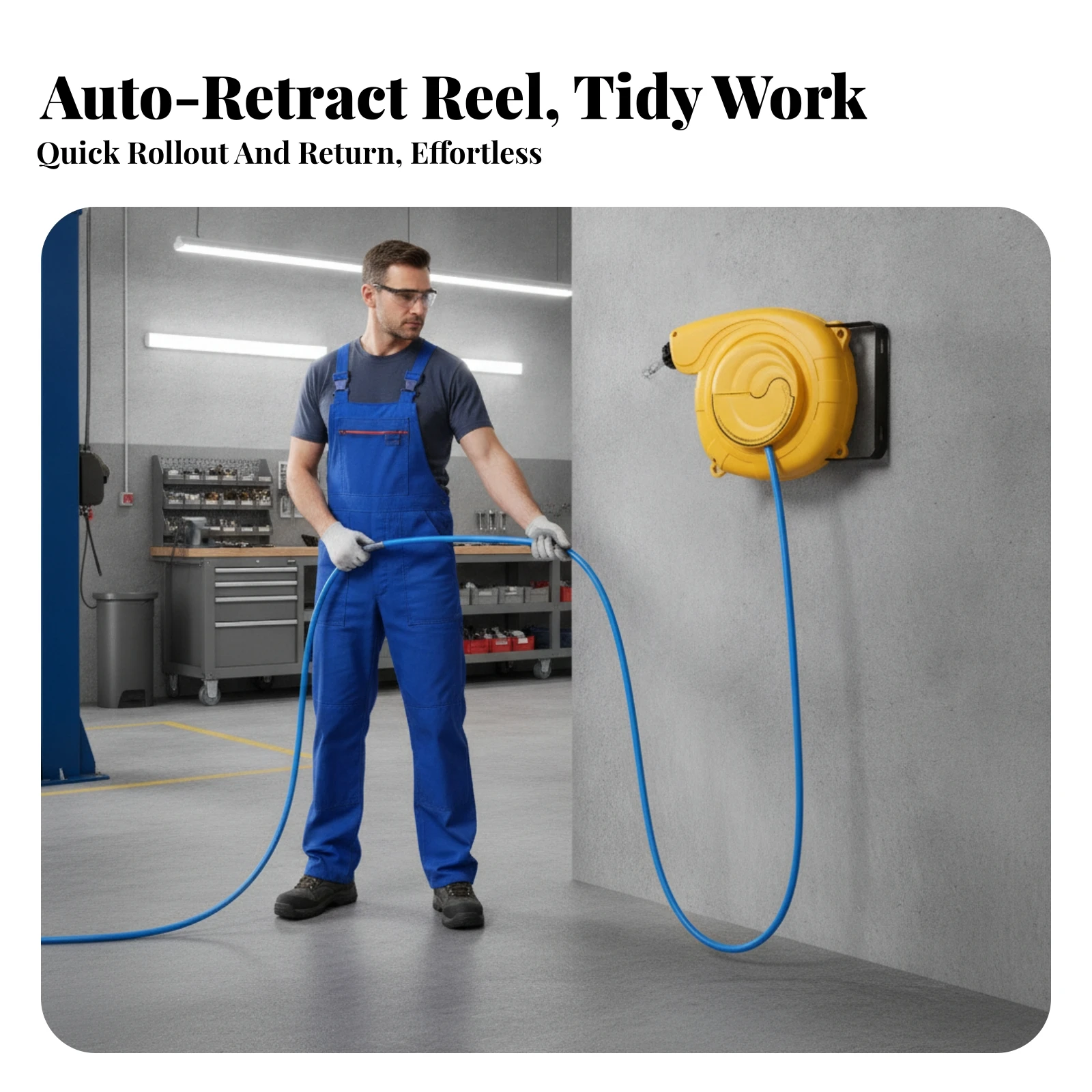 

Retractable Air Hose Reel Enclosed Housing Automatic Air Hose Reel Hardware Tool Braided Metal Fittings for Garage