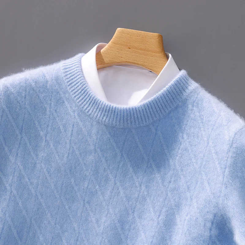

Fashion Autumn Winter 100% Merino Wool Casual Solid Color O-Neck Sweater Pullover Cashmere Solid Color Long Sleeves Clothing Top
