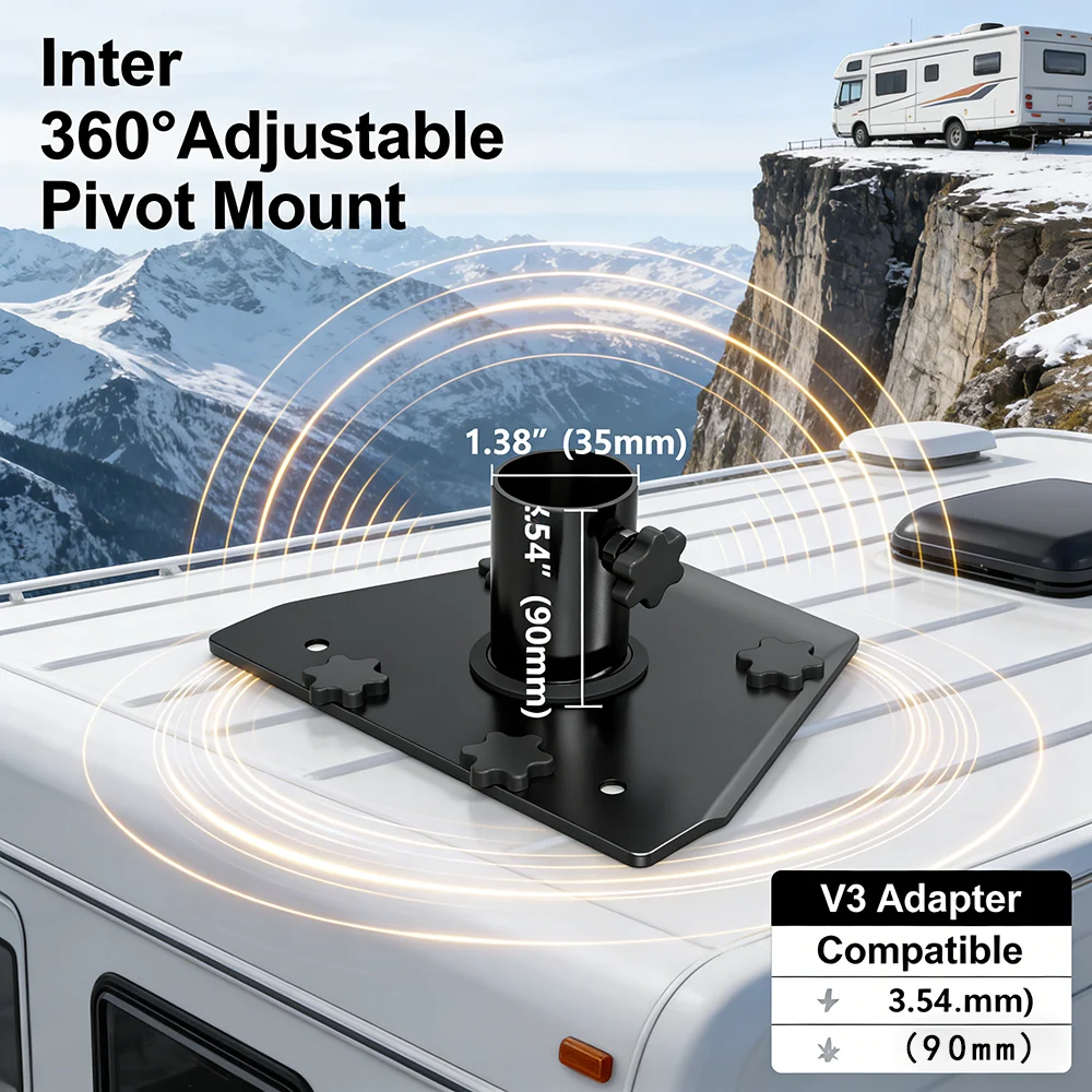 Starlink Gen 3 Roof Mount,160° Adj Tilt Wall&Pole Mount Heavy Duty Kit with Aluminum Adapter,for Standard 4/ 4X/ Enterprise Dish