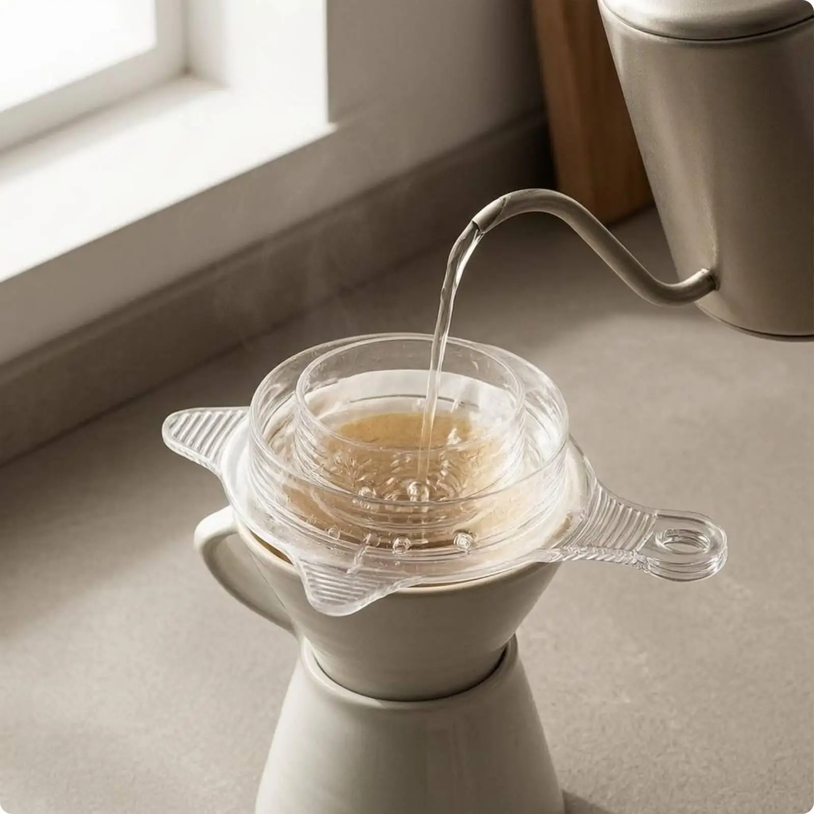 Pour over Coffee Maker Dripper with Perforated Inner Plate for Balanced Flavor Extraction Compact Design