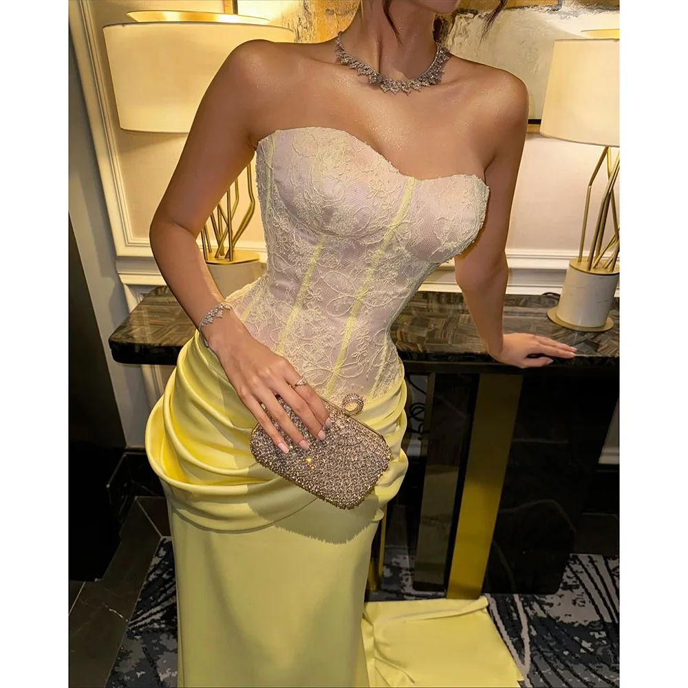 Elegant Sweetheart Neck Prom Dress Customized Sleeveless Lace Top Mermaid Backless Sweep Train Formal Party Dresses