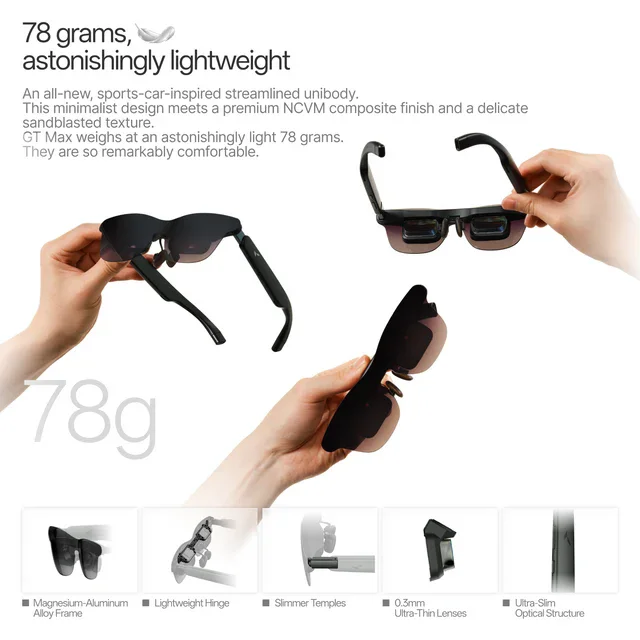 RayNeo GT Max AR Smart Glasses 59 Degree Fov Native 3D of Micro Oled Dolby Vision Hd Movie Watching XR Device AR Glasses
