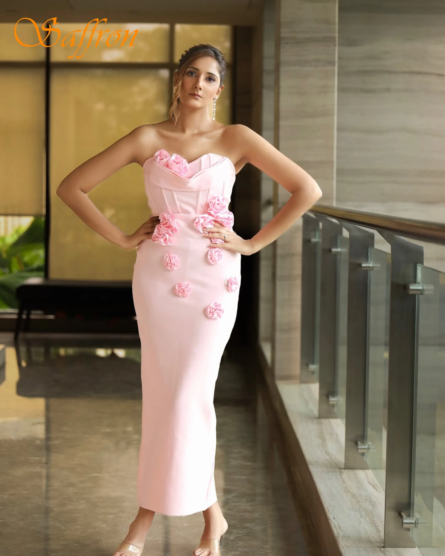 

Customized Straight Strapless Sleeveless Formal Evening Dress Delicate Modern Celebrity Gowns Fashion High Quality Party Dress