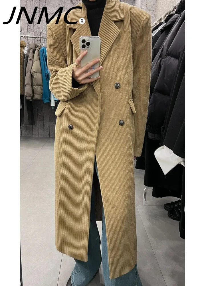 

JNMC Elegant And Minimalist Corduroy With Thickened Woolen Fabric Design For Women's New Fashionable Coat Autumn Winter 2024