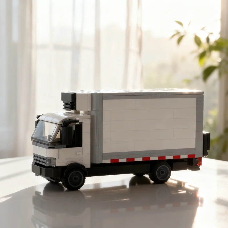 348pcs MOC Refrigerated Box Truck City Cargo Model Building Blocks Toy Construction Christmas Gift Idea Kids Brick Education