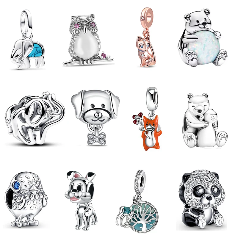 

Оригинальные шармы из стерлингового серебра 925 пробы: Медведь, Слон, Собака, Сова, Девочка. Подвески-бусины для браслетов DIY. Изысканный подарок, аксессуар, ювелирное украшение.