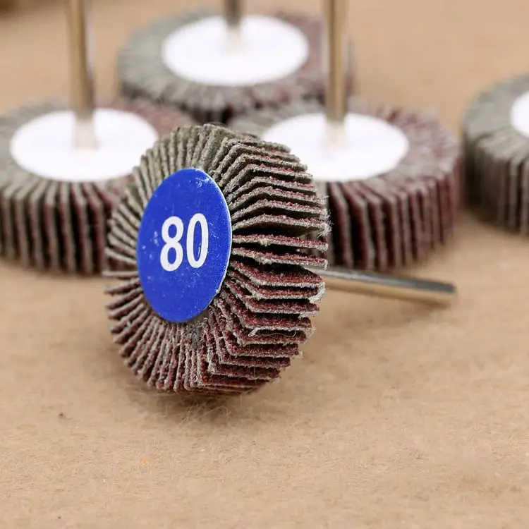 5Pcs 80#Grit Sanding Disc Sandpaper Flap Wheel Set Handle Shutter Polishing Head Mandrel Buffing Rotary Tools Dremel Accessories