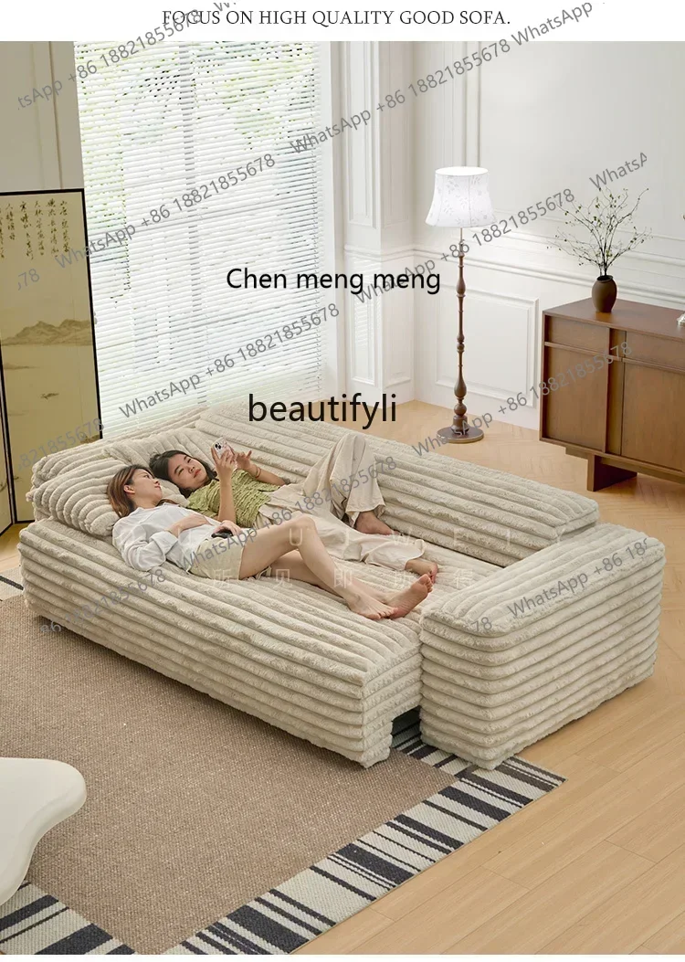 D178 Electric sofa bed Smart retractable removable washable fabric Small apartment Cream wind living room Double multi-function
