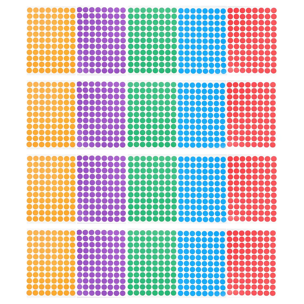 

20 Sheets Circle Sticker Dots Self Adhesive Name Labels for Sealing Packaging Journals Notebooks Classifying Organizing Coding