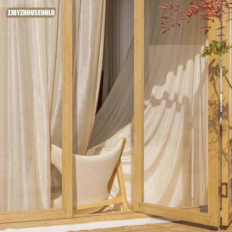 

Luxury Balcony Backdrop Tulle Gauze Floating Windows Semi-shading Curtains Dreamy Living Room Bedroom Curtains Gauze Light