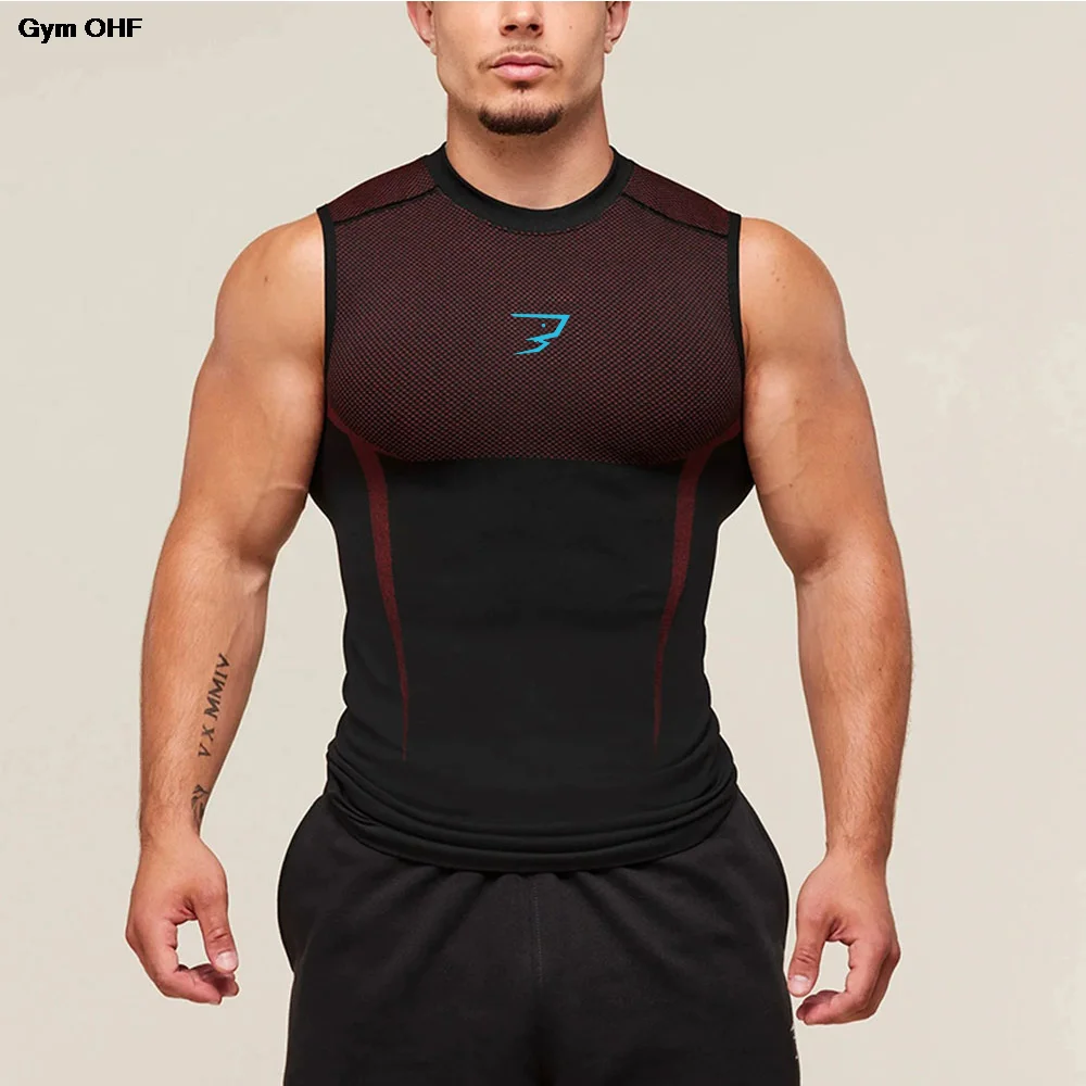 Sports Men T-shirts Vests Knitted Basketball Round Neck Sportswear Men's Vest Summer Gym Sports Sleeveless Mesh Tight Fitting