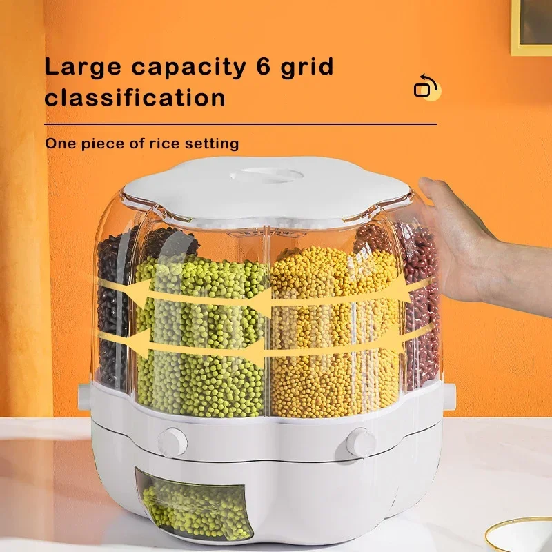 360-degree Rotary Sealed Rice Bucket Moisture-proof Rice Bucket Dispenser Sealed Food Dispenser Rice Container Gift