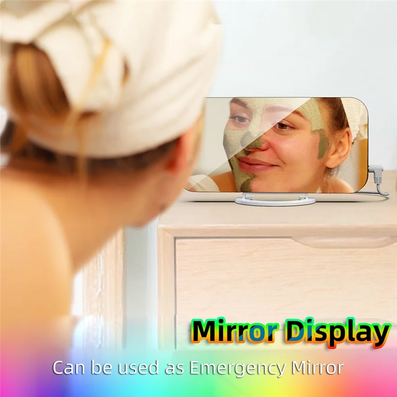 ABGR-réveil numérique rvb coloré grand écran affichage miroir intelligent réveil affichage de la Date pour la décoration de la pièce