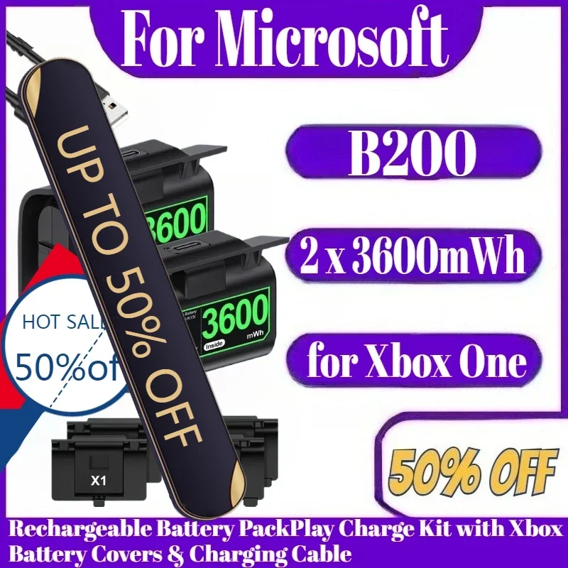 B200 2 × 3600mWh لأجهزة Xbox One/Series X/S مجموعة شحن PackPlay القابلة لإعادة الشحن مع أغطية بطارية Xbox وكابل شحن #1