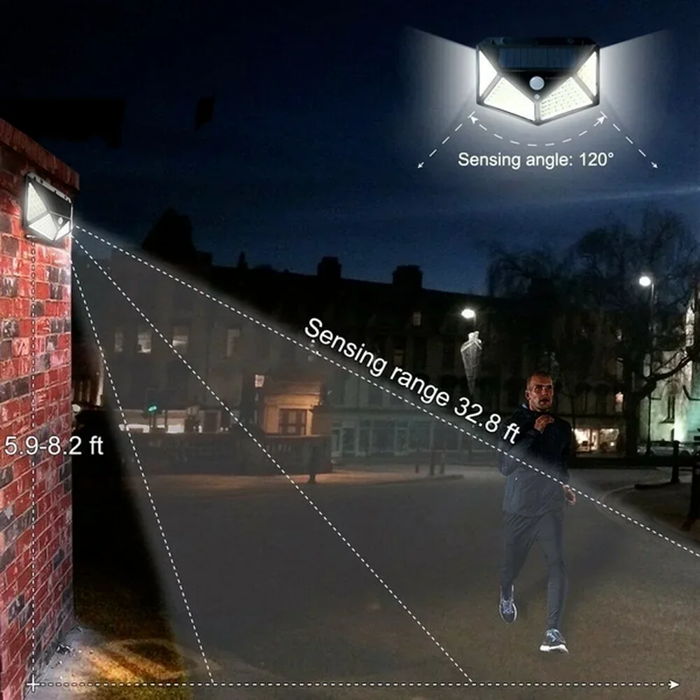 2/4/6PCS 100 LED Wall Lights Outdoor Solar Lamp PIR Motion Sensor Solar Powered Sunlight Street Light for Garden Decoration