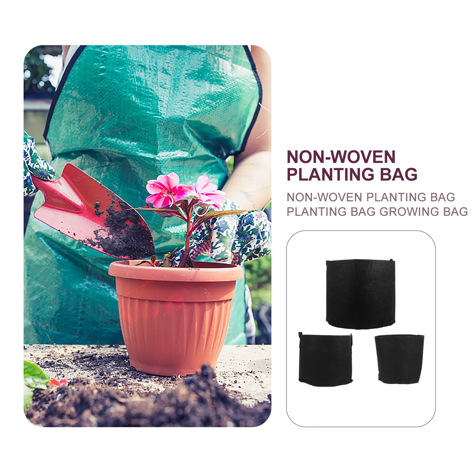 

Non Woven Plant Grow Bags Durable Practical Long Use Transplanting Breathable Permeable Increase Survival Rate Water Nutrient