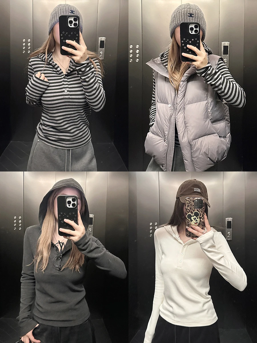 

Zeng Yueban Heat Storage Merino Wool Long Sve Hoodie Women's Base Layer irt Warm Inner Wear Top Thiened Knitted Sweater