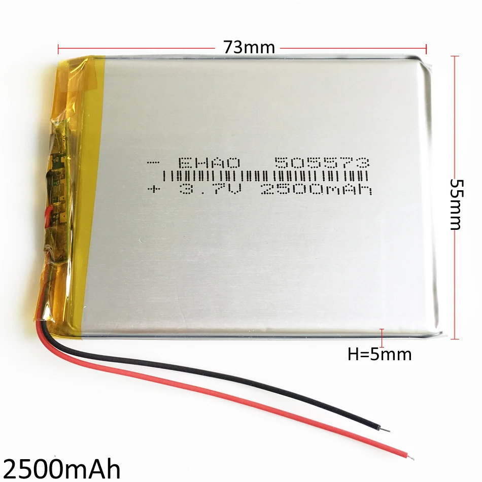 5 PCS 3.7V 2500mAh Lithium Polymer Lipo Battery Rechargeable Cells For Power Bank E-books Speaker 505573 5*55*73mm