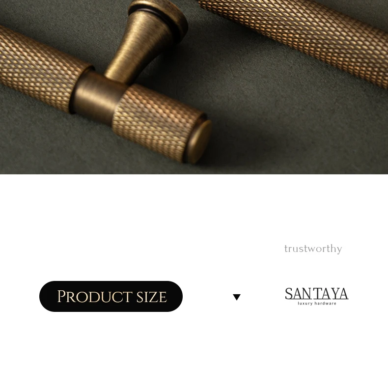 Santaya Solid Antique Brass Handles With Knurled Cross Pattern for Kitchen Cabinet T Bar Pull Bedroom Wardrobes and Drawer Knobs