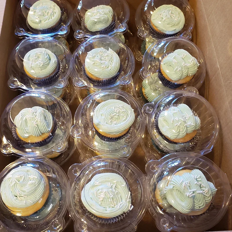 100 Stück Cupcake-Verpackungsbox, transparent, Dessert, Donut, Muffin, Kuchenbehälter, Halter, Hochzeit, Geburtstag, Partyzubehör, Weihnachtsdekoration – Detail 6