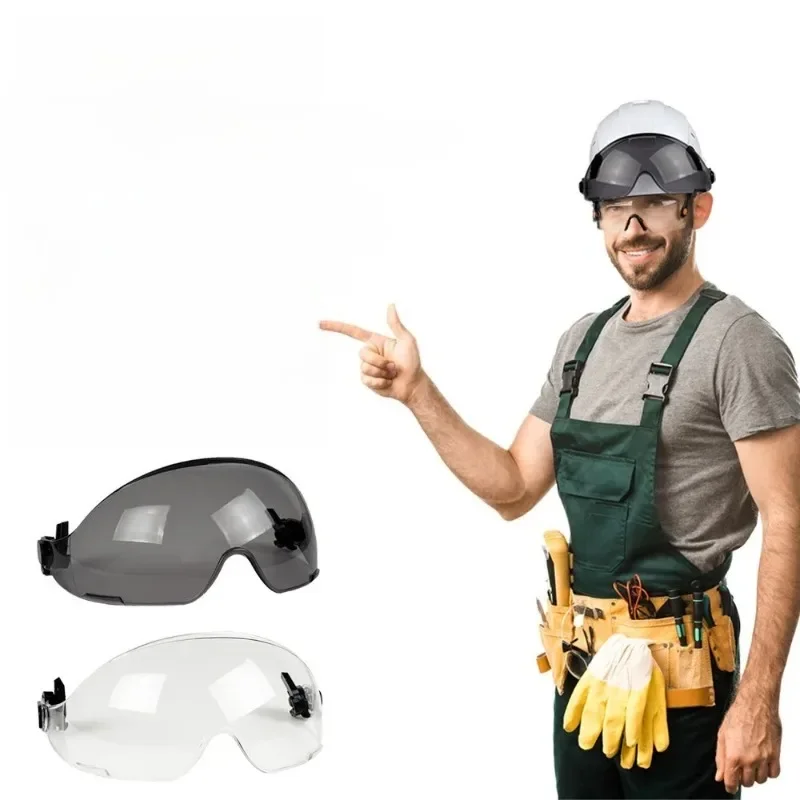 Safety Helmet Replacement Goggles, Impact-Resistant Clear & Tinted Anti-UV Visor, Polycarbonate Protective Eyewear for