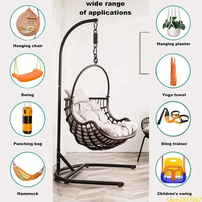 Premium Stainless Hammock Chair Hanging Set With Rotating Spring Rust Resistant 831F