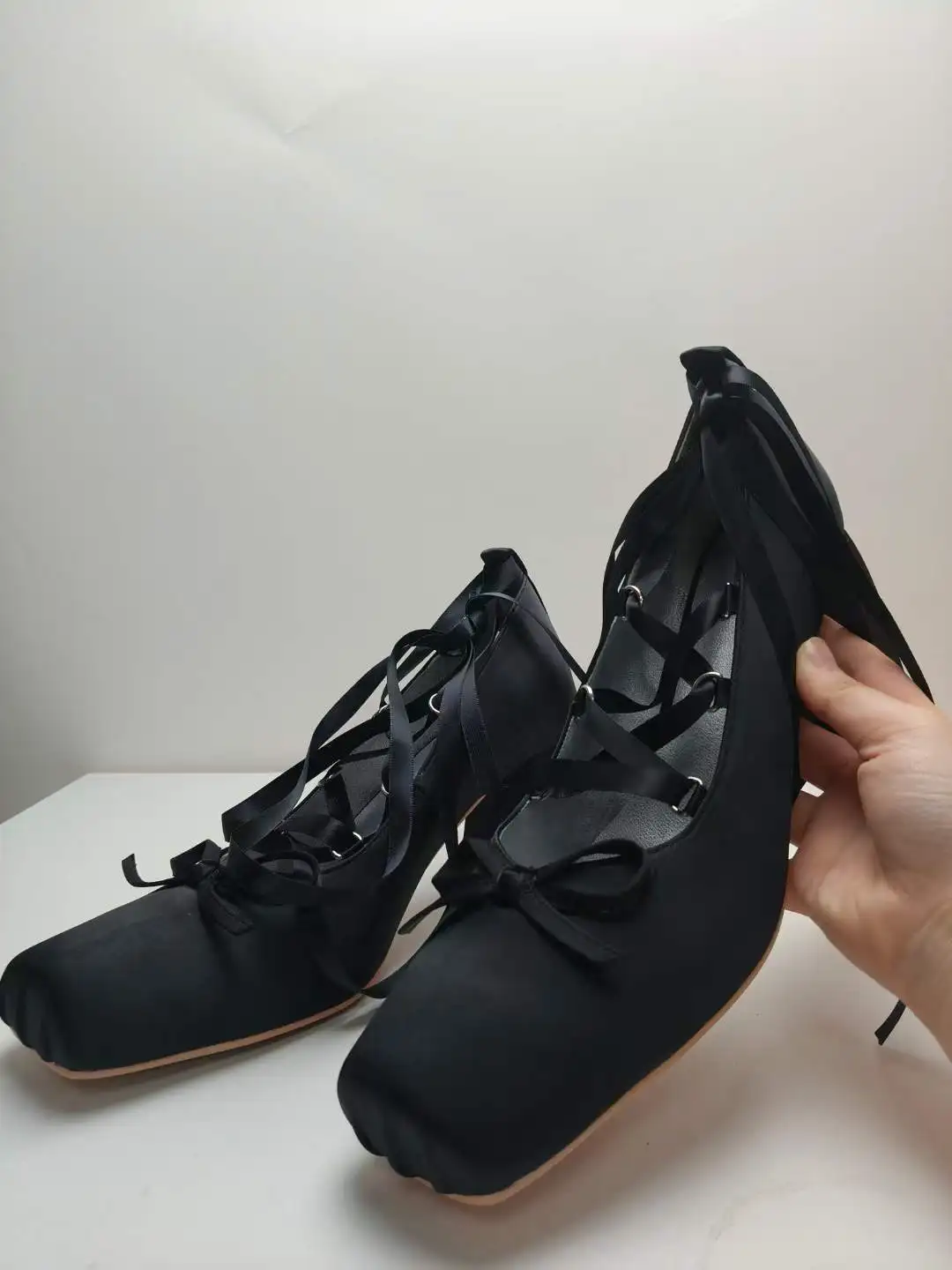Pink Square Toe Women Shoes Spring Bow-knot Thick Heels Female Pumps Ankle Strap Sandals Fashion Zapatos Mujer