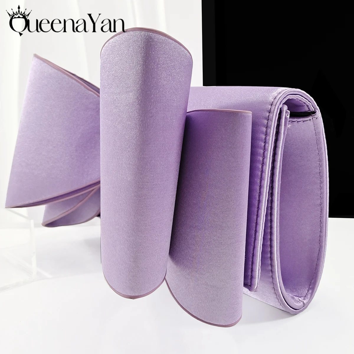 Queena Yan 2025 Fashion Newest Arrival Lilac Pointed Toe Women Heel Shoes Matching Bag Set for Ladies Wedding Party Pump view 2