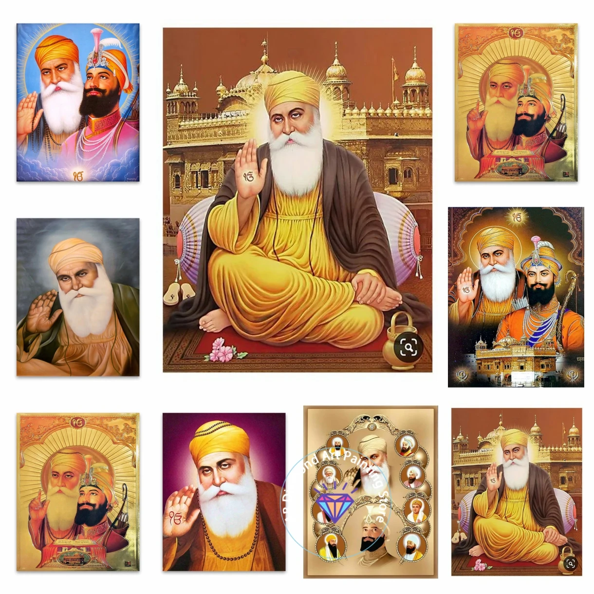 

AB Diamond Painting Kits Indian Religious Figures Guru Nanak Portrait Art Mosaic Kit Cross Stitch Diamond Embroidery Home Decor