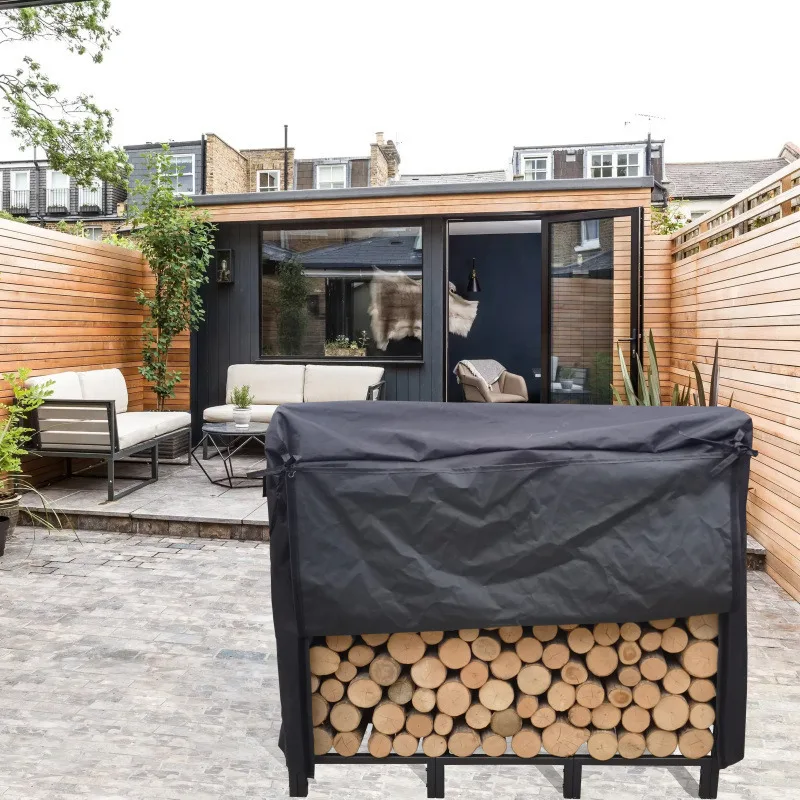 ชั้นวางฟืนขนาด 4.1 ฟุต ทำจากโลหะ วางซ้อนกันได้ จัดหมวดหมู่ได้ สีดำด้าน สำหรับเตาผิงทั้งภายนอกและภายใน สีดำ